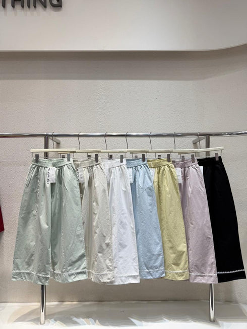 WANWAN Wide Leg Lace Border Trousers